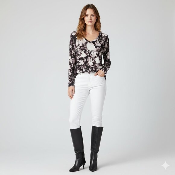 Aritzia Wilfred Long Sleeve Floral Tunic Top - Picture 2 of 9